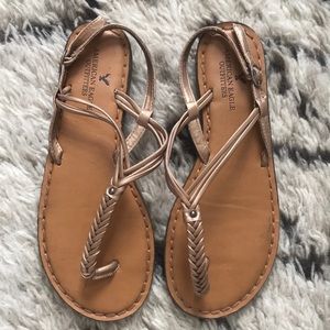 American Eagle Braided T-Strap Sandals